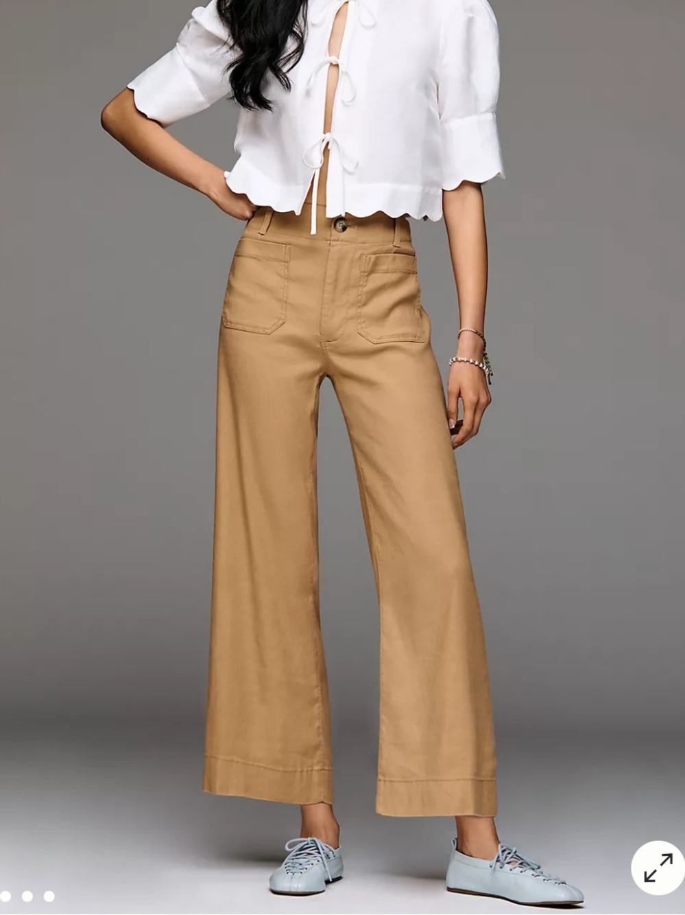 Maeve Womens Pant Camel Brown Size 30 Colette Linen Stretch Wide Leg High Rise